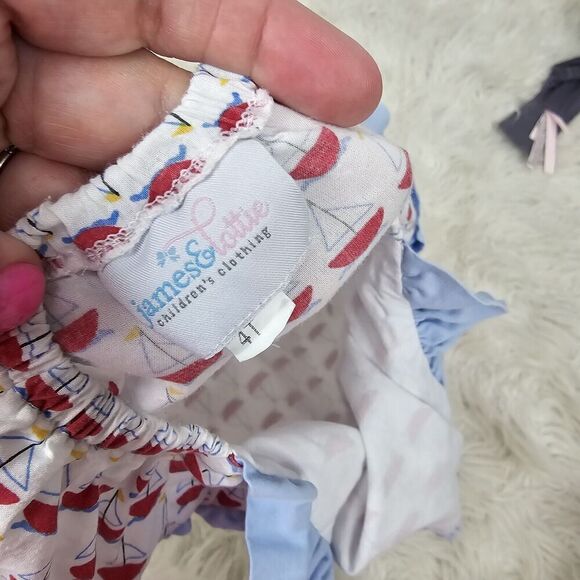 James & Lottie White Sailboat Printed Bubble Red Blue Toddler Girls Size 4T - Picture 6 of 6